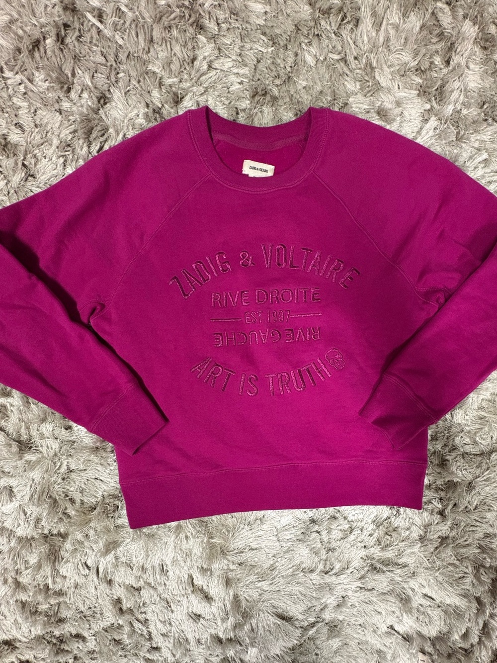 Zadig & Voltaire Magenta Crewneck Sweatshirt Sz XS